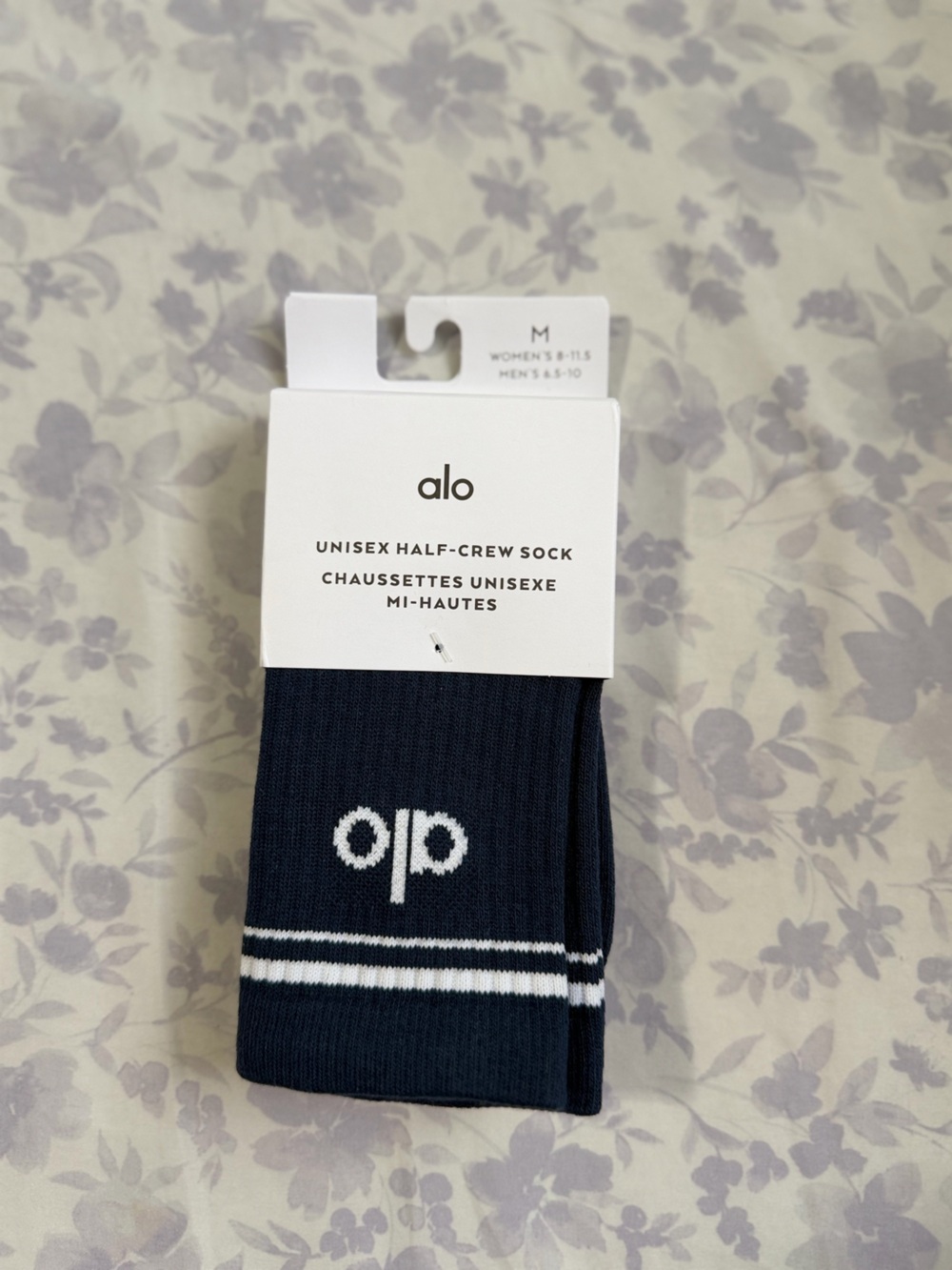 ALO Yoga Navy and White Athletic Half-Crew Socks
